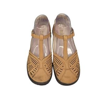 Jambu Shoes Women 7.5 Brown Bridget Mary Jane Flats Memory Foam Comfort Coquette